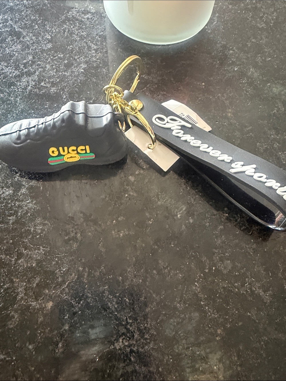 Black Keyring with Mini Sneaker Charm and Gold Hardware
